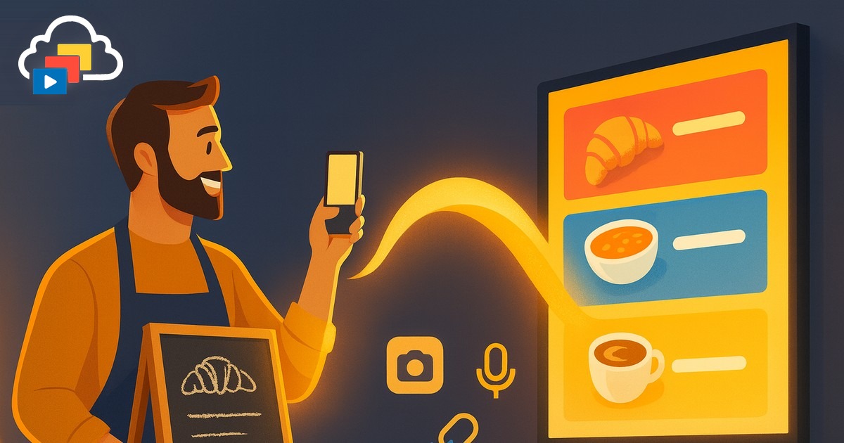 AI Digital Signage for Small Business: Slides in 60 Seconds